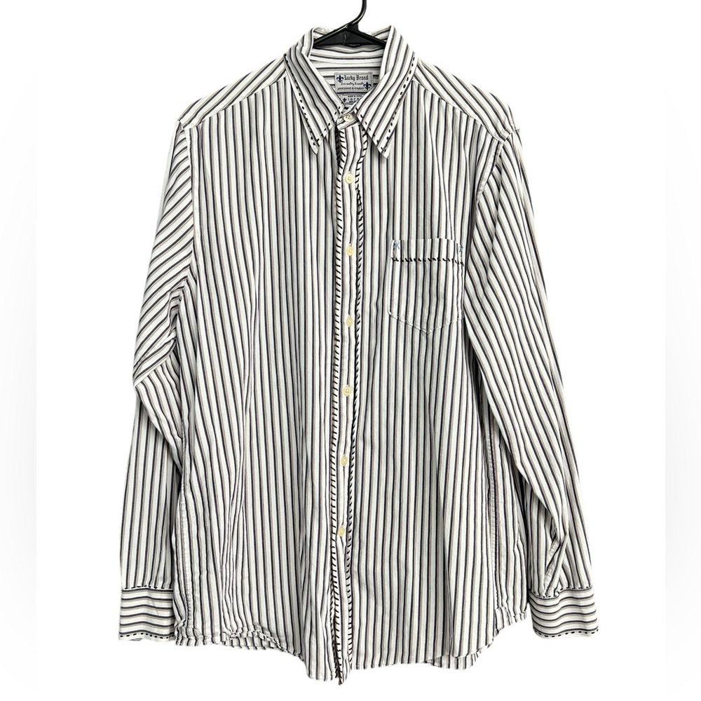 Lucky Brand Striped Long Sleeve Dress Shirt Size Large‎